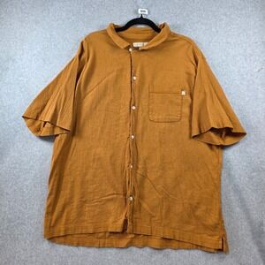 Standard Cloth Mens XL Short Sleeve Button Down Shirt Ochre Orange Textured